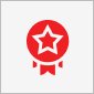Red medal icon with a star representing award-winning legal service.